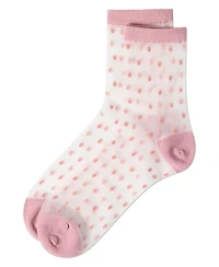 MeMoi Women's Sheer-All-Over Polka Dot Ankle Sock