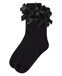 MeMoi Women's Multiple Knit-On Bows Cotton Rich Crew Sock