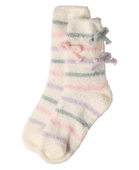 MeMoi Women's Triple Bow Extra-Plush Non-Skid Cozy Crew Sock
