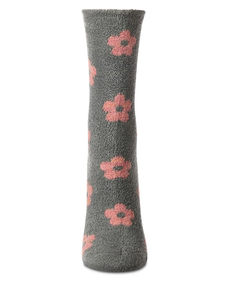 MeMoi Women's "Daisies" Non-Skid Lavender Infused Crew-Length Cozy Spa Sock