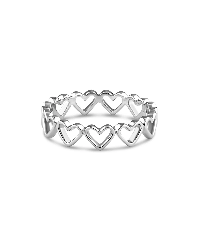 Devata Open Heart Eternity Ring in Rhodium Plated Sterling Silver