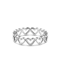 Devata Open Heart Eternity Ring In Rhodium Plated Sterling Silver Size 7