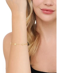 Devata Clover Chain Bracelet in Gold Plated Sterling Silver, Adj 6.5/7.0/7.5 inch