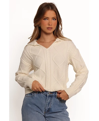 Petal and Pup Women's Robbie Collar Neck Cable Knit Sweater
