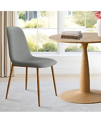 3-Piece 34.5" Dining Set with Sculpted Pedestal Table and 2 Upholstered Chairs with Curved Back and Light Wood Legs-Maison Boucle