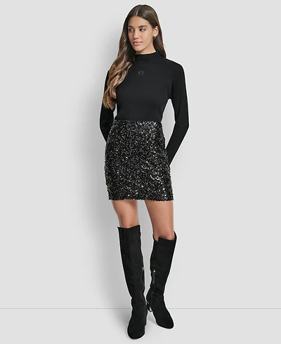 Dkny Jeans Women's Sequin Embellished Mini Skirt