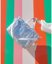 Packed Party Silver Metallic Puffy Confetti Weekender Tote Bag