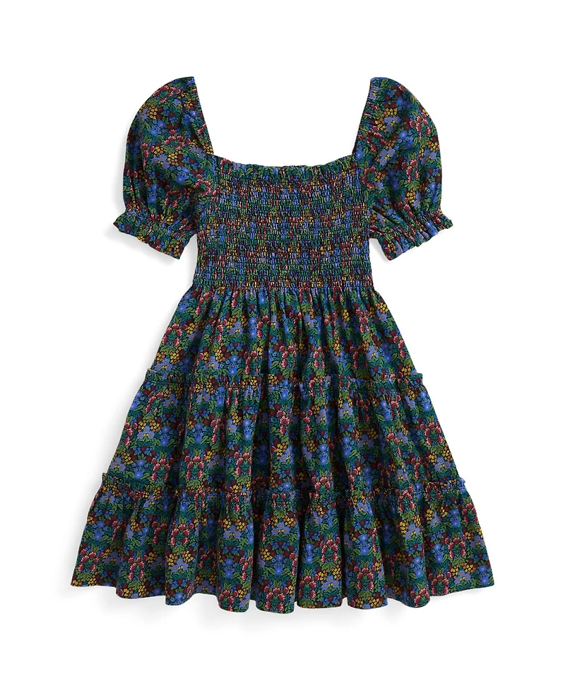 Polo Ralph Lauren Girls 2T-6X Floral Smocked Short Sleeve Dress