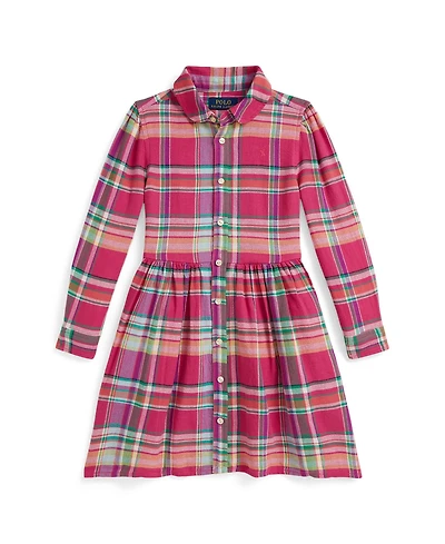 Polo Ralph Lauren Girls 2T-6X Plaid Club Collar Shirtdress
