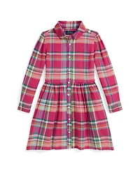 Polo Ralph Lauren Girls 2T-6X Plaid Club Collar Shirtdress