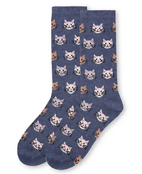 MeMoi Women's Soft Cheerful Cat Face Cashmere Crew Socks