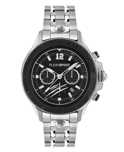 Plein Sport Mens Warrior Tech Chronograph Date Quartz Stainless Steel Bracelet 47.5MM