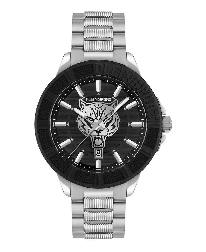 Plein Sport Mens City Rush 3 Hand Date Quartz Stainless Steel Bracelet 45MM
