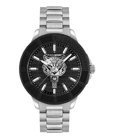 Plein Sport Mens City Rush 3 Hand Date Quartz Stainless Steel Bracelet 45MM
