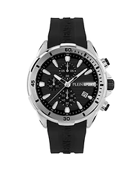 Plein Sport Mens Impact Chronograph Date Quartz Black Silicone Strap 46MM