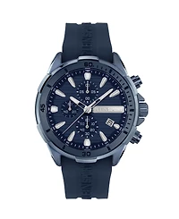 Plein Sport Mens Impact Chronograph Date Quartz Blue Silicone Strap 46MM