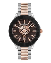 Plein Sport Mens City Rush 3 Hand Date Quartz Two Tone Bracelet 45MM