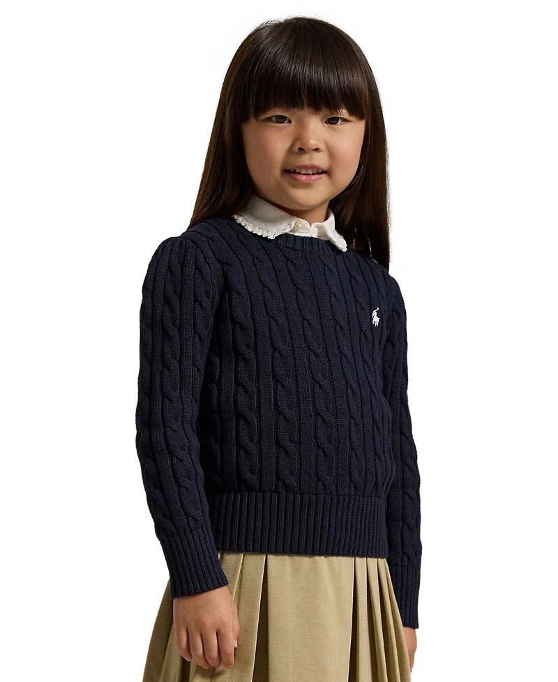 Polo Ralph Lauren Girls 2T-6X Crewneck Cable Knit Sweater