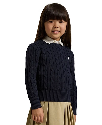 Polo Ralph Lauren Girls 2T-6X Crewneck Cable Knit Sweater