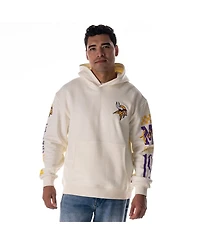 The Wild Collective Men's and Women's Cream Minnesota Vikings Stacked Graphic Sleeve Fleece Hoodie