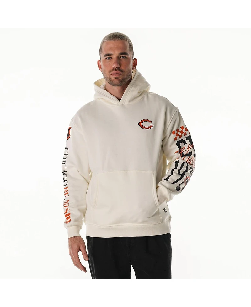 The Wild Collective Men's and Women's Cream Chicago Bears Stacked Graphic Sleeve Fleece Hoodie