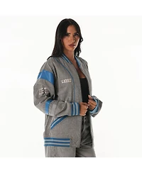 The Wild Collective Men's and Women's Gray Detroit Lions Oversized Retro Full-Zip Jacket