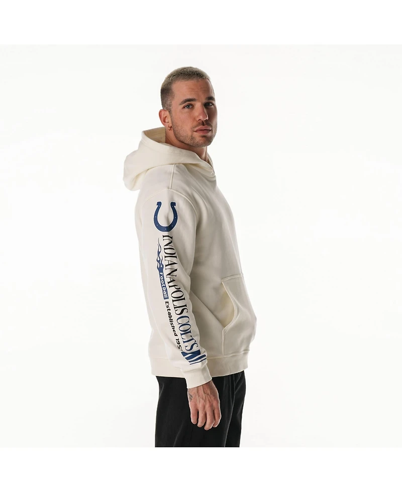 The Wild Collective Men's and Women's Cream Indianapolis Colts Stacked Graphic Sleeve Fleece Hoodie
