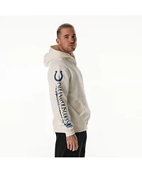 The Wild Collective Men's and Women's Cream Indianapolis Colts Stacked Graphic Sleeve Fleece Hoodie