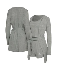Concepts Sport Women's 3-Piece Heather Gray Minnesota Vikings Rigor Tank, Short and Robe Set