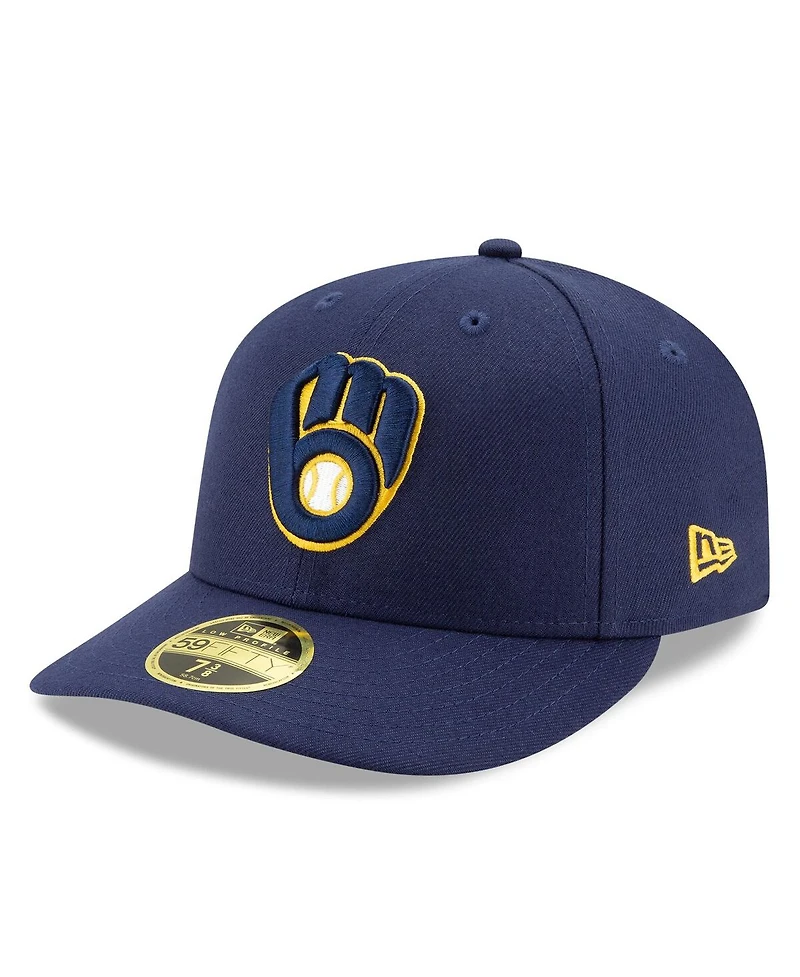 New Era Men's Navy Milwaukee Brewers 2025 Mlb Postseason Side Patch Low Profile 59FIFTY Fitted Hat