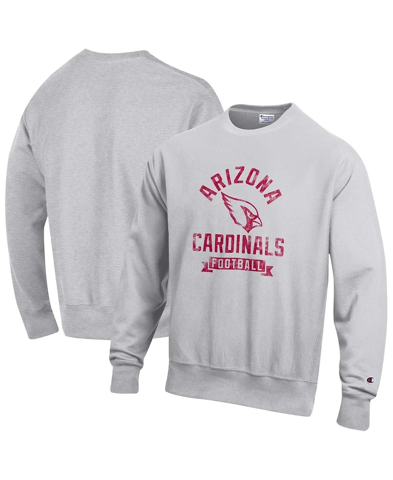 Champion Men's Heather Gray Arizona Cardinals Reverse Weave Fleece Pullover Sweatshirt