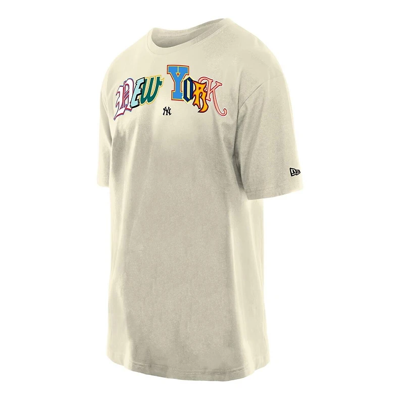 New Era Men's Cream York Yankees Ransom Note Oversized T-Shirt