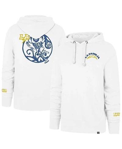 '47 Brand Men's White Los Angeles Chargers La Familia Headline Pullover Hoodie