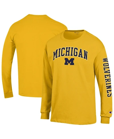 Champion Men's Maize Michigan Wolverines Arch Over Logo 2-Hit Long Sleeve T-Shirt