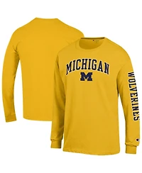Champion Men's Maize Michigan Wolverines Arch Over Logo 2-Hit Long Sleeve T-Shirt
