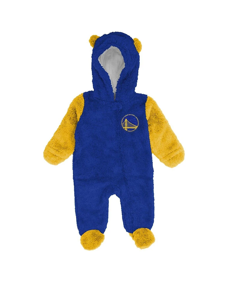 Outerstuff Baby Boys and Girls Newborn Royal Golden State Warriors Stay Napping Fleece Bunting Full-Zip Sleeper