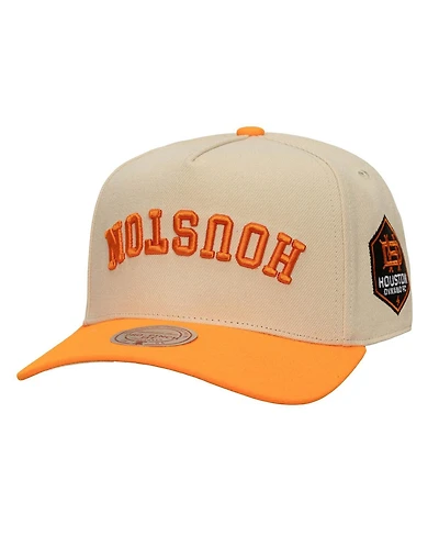 Mitchell & Ness Men's Cream/Orange Houston Dynamo Fc Upside Down Pro Pinch Snapback Hat