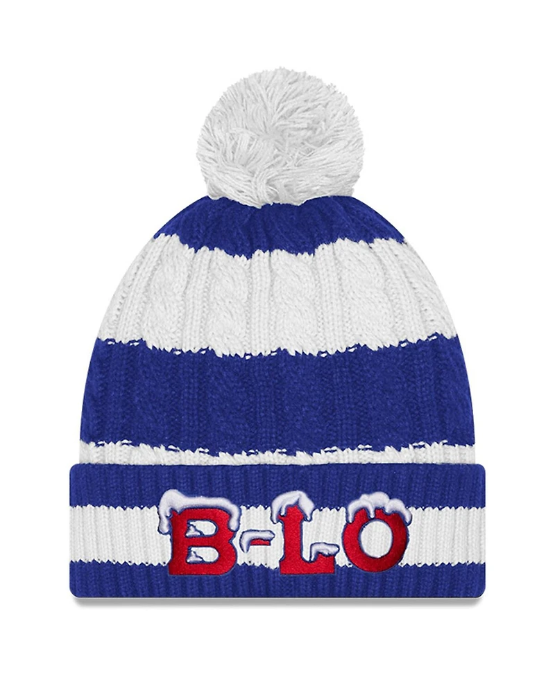 New Era Women's Royal Buffalo Bills 2025 Rivalries Collection Braided Cuffed Pom with Knit Hat