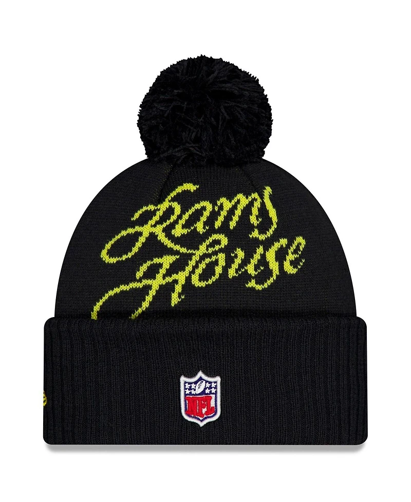 New Era Men's Midnight Blue Los Angeles Rams 2025 Rivalries Collection Sideline Cuffed Pom with Knit Hat