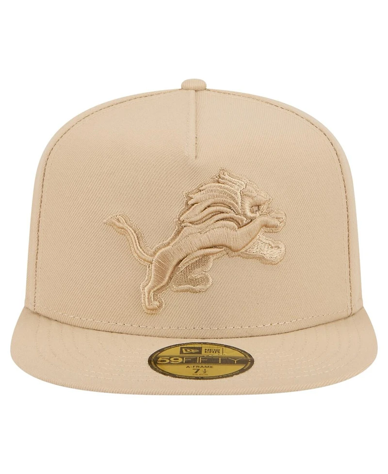 New Era Men's Light Beige Detroit Lions Color Pack A-Frame 59FIFTY Fitted Hat