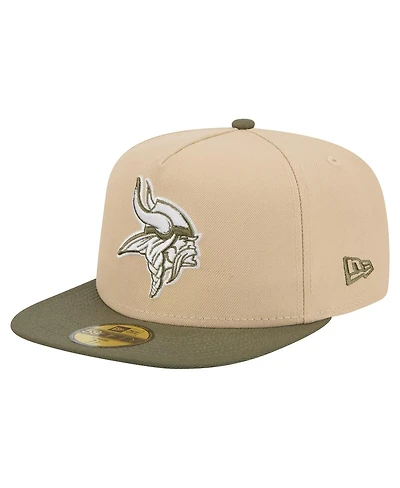 New Era Men's Light Beige/Olive Minnesota Vikings Color Pack A-Frame 59FIFTY Fitted Hat