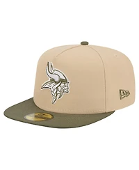 New Era Men's Light Beige/Olive Minnesota Vikings Color Pack A-Frame 59FIFTY Fitted Hat