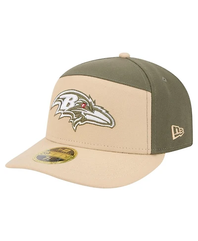 New Era Men's Light Beige/Olive Baltimore Ravens Color Pack Split Panel 59FIFTY Fitted Hat