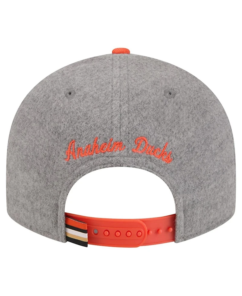 New Era Men's Gray/Black Anaheim Ducks Wool Pin Low Profile 9FIFTY Snapback Hat