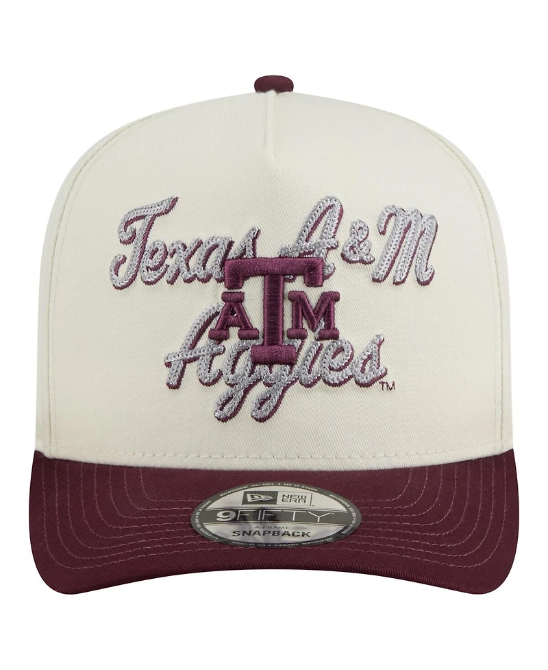 New Era Men's Cream/Maroon Texas A M Aggies Vintage Chainstitch 9FIFTY A-Frame Snapback Hat
