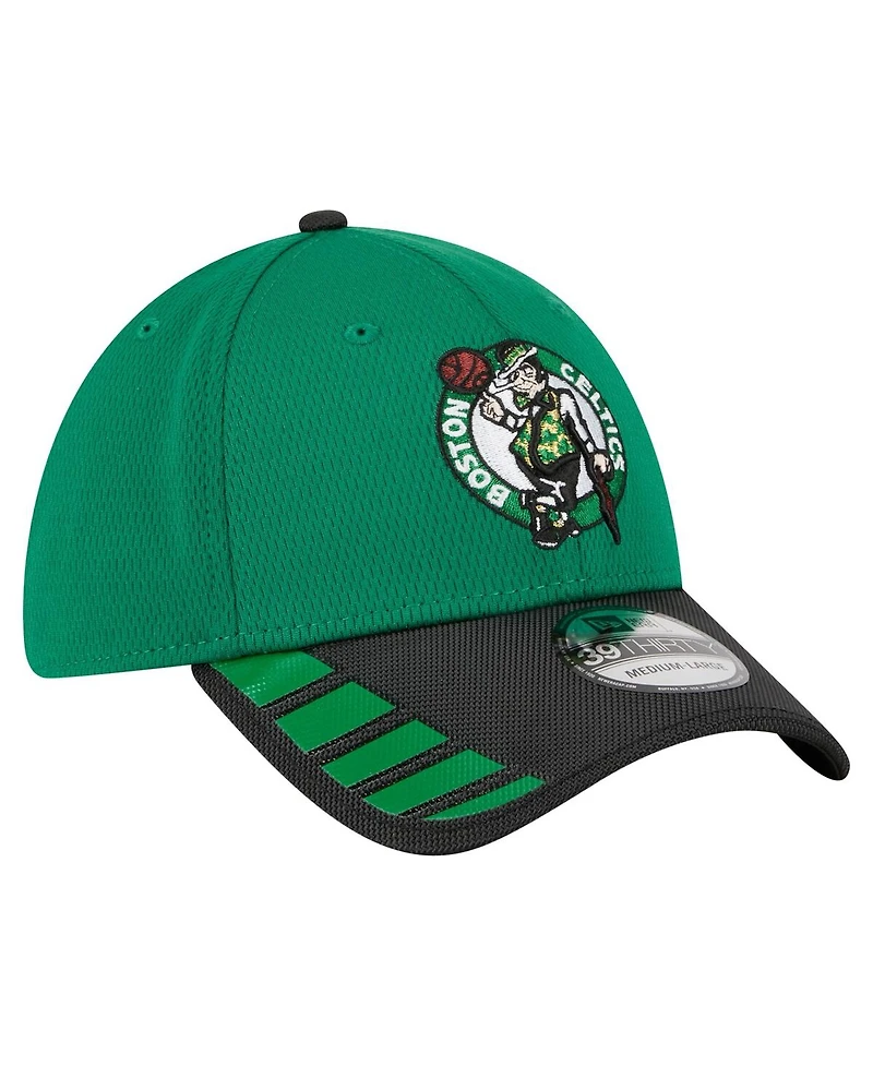 New Era Men's Kelly Green/Black Boston Celtics Visor Hit 39THIRTY Flex Hat