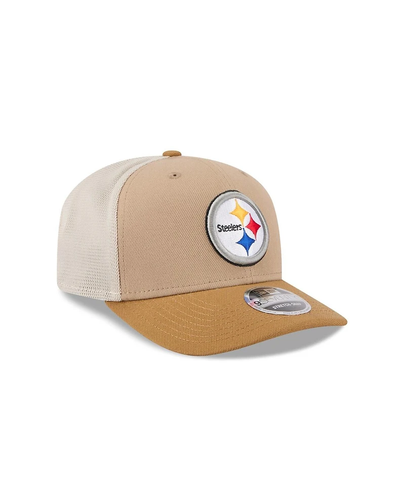 New Era Men's Light Beige Pittsburgh Steelers Two-Tone Trucker 9SEVENTY Adjustable Hat