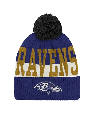 Outerstuff Big Boys and Girls Purple Baltimore Ravens Modern Fan Cuffed with Pom Knit Hat