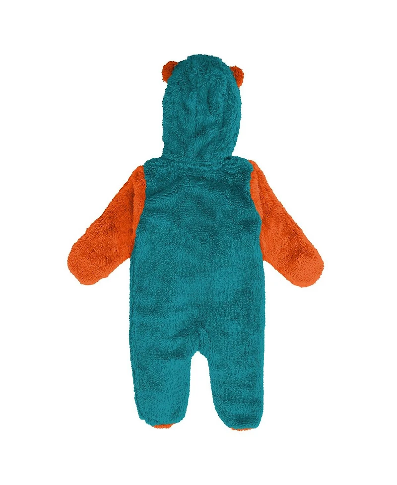 Outerstuff Baby Boys and Girls Aqua Miami Dolphins Stay Napping Fleece Bunting Full-Zip Sleeper