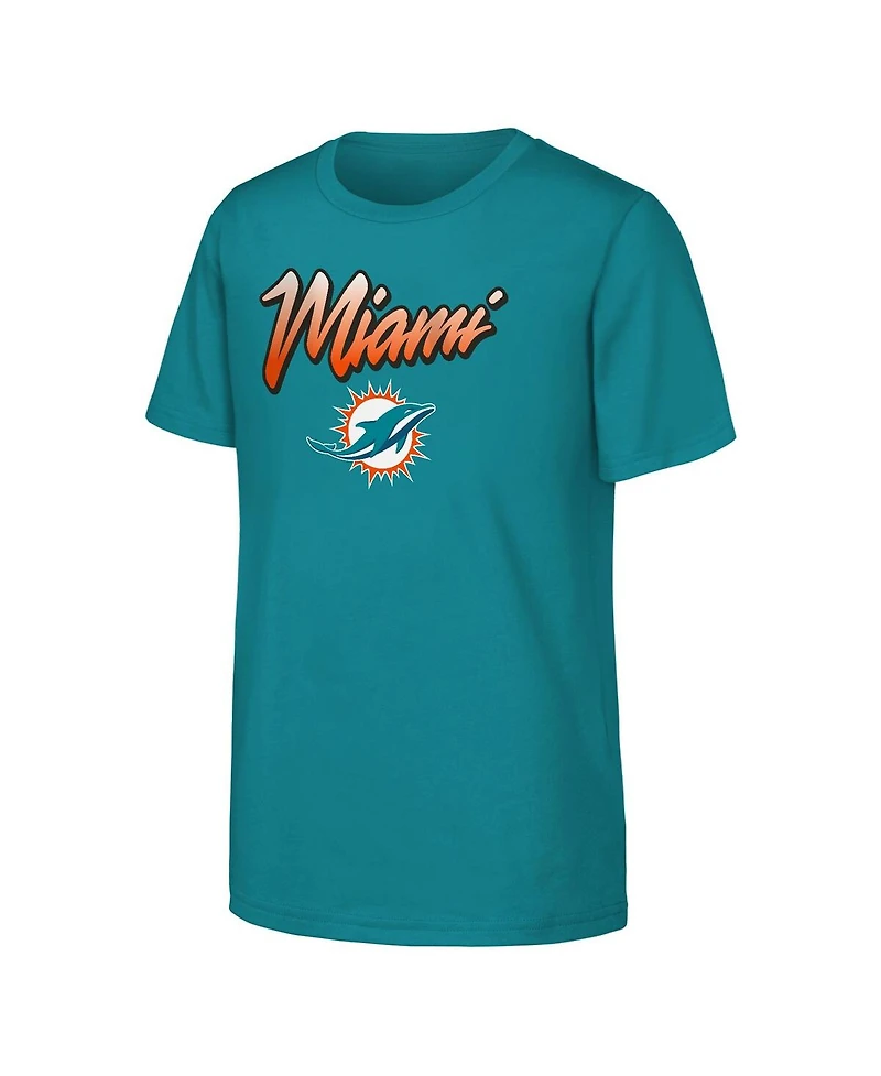 Outerstuff Big Boys and Girls Aqua Miami Dolphins Team Spirit T-Shirt